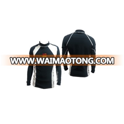 custom printed rash guard with high stretch lycra UV 50+ protection